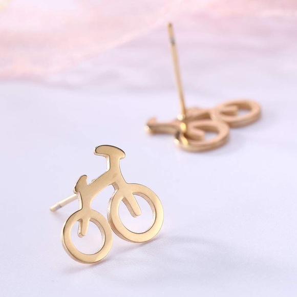 New Adorable Bicycle Bike Stud Earrings Silver - Picture 6 of 8
